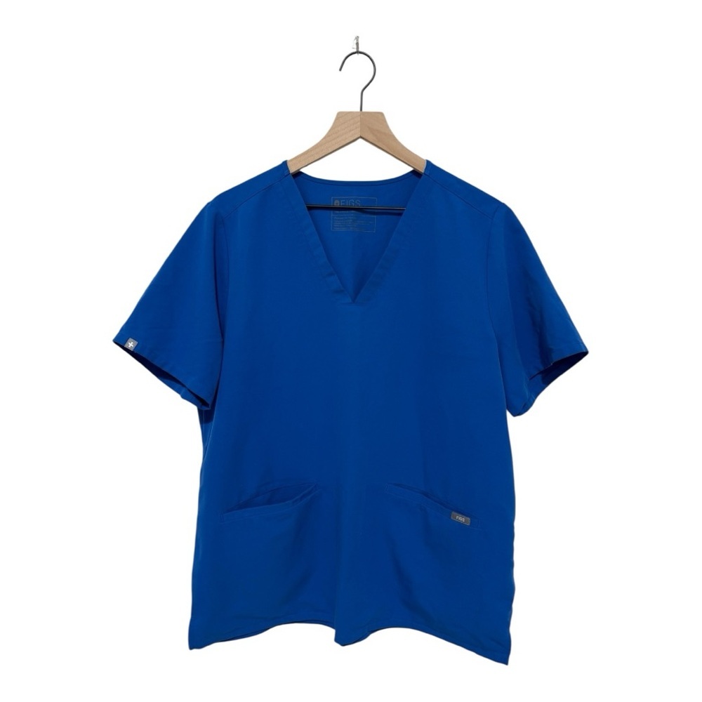 FIGS Technical Collection Scrub Top XL Royal Blue V-Neck Pockets Style FW1100‎